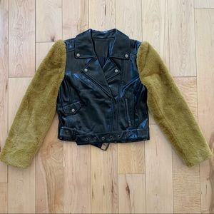 Camila Coelho Florencia Moto Jacket in Black & Olive